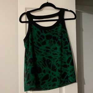 Green and black tie dye tank